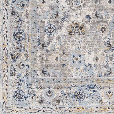 Takeysha Ivory and Navy 2'7" x 10' Traditional Wool Runner Rug