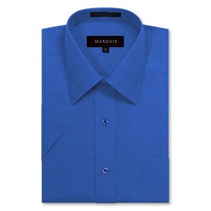 Marquis Men's Short Sleeve Dress Shirt, Cotton Blend Broadcloth, Classic Fit - Work, Events & Casual Wear - 1 of 3