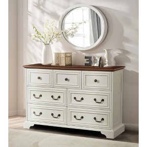 RISOKEYS Vintage Farmhouse 7 Drawers Dresser for Bedroom, 54" Wide Wood Rustic Chest of Drawers,Storage Dressers Organizer for Bedroom, Living Room. - 1 of 4
