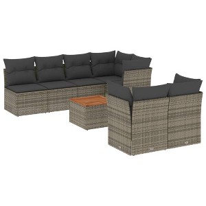 vidaXL Garden Sofa Set Grey, Brown, Dark Grey - 1 of 4