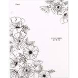 Five Star 4 Pocket Paper Folder Floral Linework Wildflowers