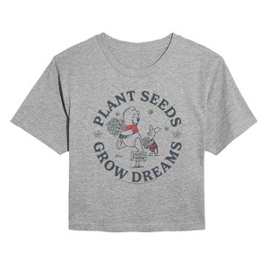 Women's - Winnie The Pooh - Poohs Farm Plant Seeds Cropped Graphic T-Shirt - 1 of 4