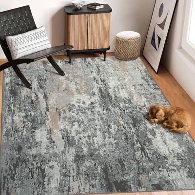 Abstract Area Rug for Bed Room, Washable Soft Non Slip, Extra Large Low Pile Stain Resistant Throw Carpet for Dining Room Table Office