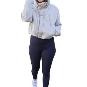 Women's Cropped Puffer Jacket - mono b - 1 of 4