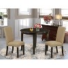 Round Dining Table Set 3pc - 42" Table & 2 Parsons Chairs - Linen Fabric - Cappuccino Finish - 2 of 4