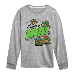 Boys' - Teenage Mutant Ninja Turtles Mutant Mayhem - Born To Be A Hero Long Sleeve Graphic T-Shirt - 1 of 3