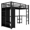 NicBex Full/Queen/Twin XL Metal High Loft Bed with Wardrobe,Desk,Safety Guardrail&Shelves,Versatile Gaming Loft for Kids,Teens&Gamers,500lbs Max,Black - 4 of 4