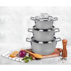 Granitestone 6 Piece Nonstick Stackable Nesting Pots and Pans Cookware Set - 1 of 4