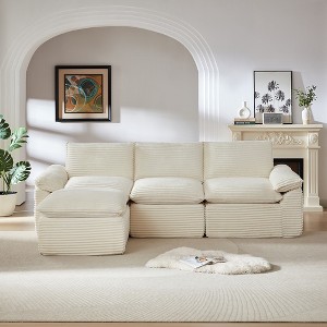 Racxily Modern corduroy cloud sofa, can be freely combined and has a comfortable sitting experience, suitable for modern living room - 1 of 4
