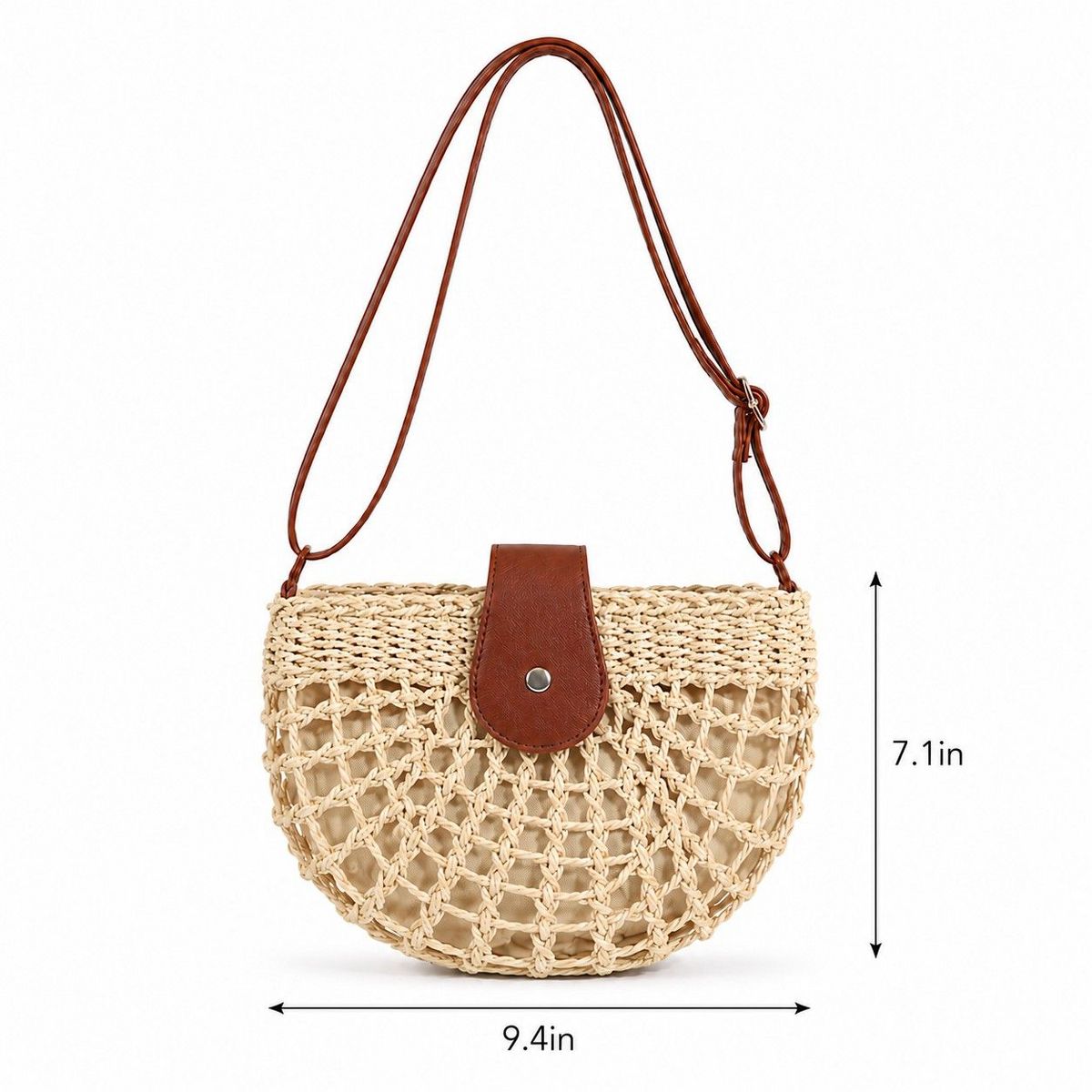 Alilang Woven Straw Crescent Crossbody Handbag with Adjustable Shoulder Strap - thumbnail 5