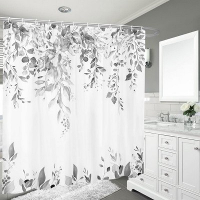 LunaLulinlk Gray Eucalyptus Fabric Shower Curtain