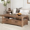 Farmhouse Coffee Table with Drawers, 47.2" Center Table Rustic Coffee Tables White Brown Living Room Table - 2 of 4