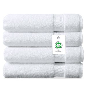 Delara 100% Organic Cotton Soft, Quick Dry & Ultra-Absorbent 30"x58", Bath Towels(Pack of 4) - 1 of 4