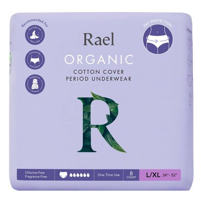 Rael Organic Cotton Overnight Period Underwear - Unscented - L/XL - 8ct