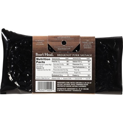 Boar's Head Breakfast Pork Sausage Patties - 6oz