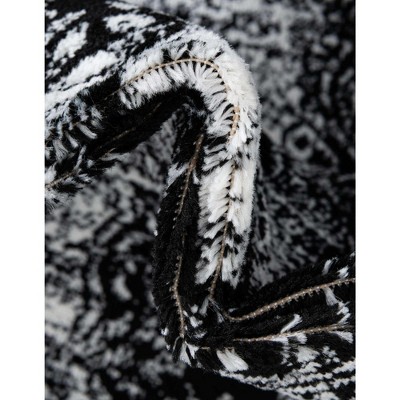Black and White Bohemian Low Pile Area Rug