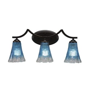 Toltec Lighting Zilo 3 - Light Vanity in  Dark Granite with 5.5" Fluted Teal Crystal  Shade - 1 of 1