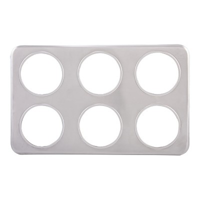 Winco Adaptor Plate with Six 4.75" Insert Holes for Steam Tables, Stainless Steel