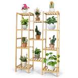 Costway Bamboo 11-Tier Plant Stand Utility Shelf Free Standing Storage Rack Pot Holder
