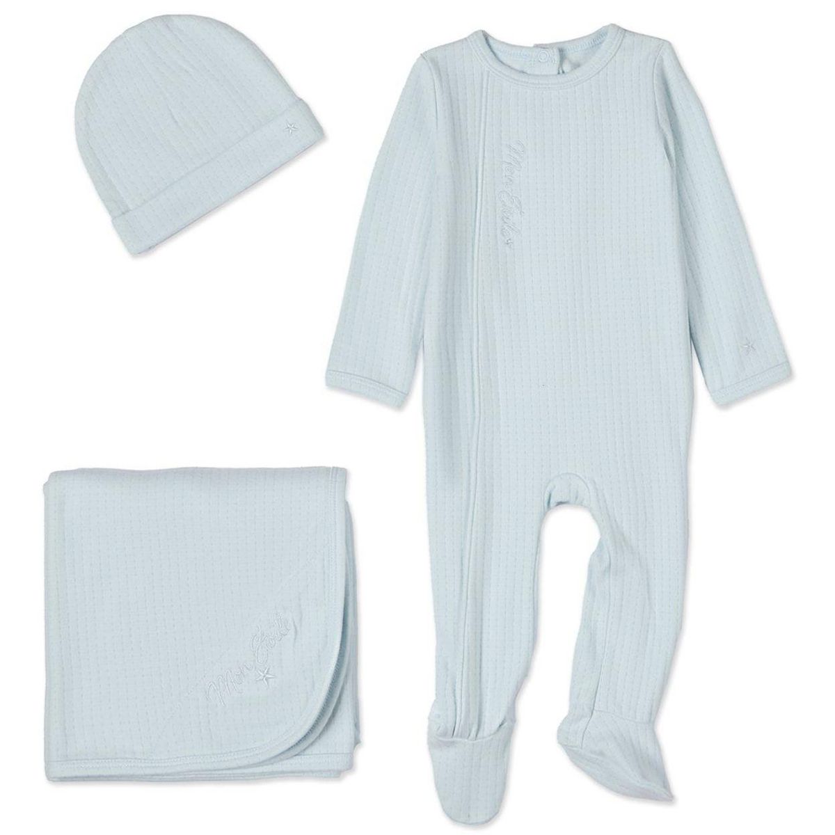 MiniMoi 3 Piece Baby "Mon Etoile" Cotton Rich Pointelle Footie Set