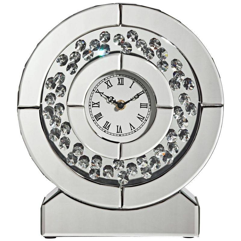 Dahlia Studios Claudyn 12" High Mirrored and Crystal Table Clock, 5 of 7