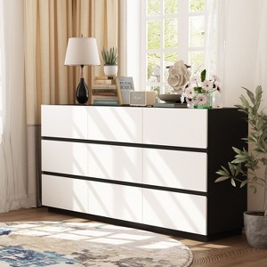 Famapy Modern Black and White 9 Drawers Dresser Sleek Chest of Drawers - 1 of 4