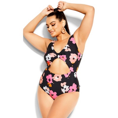 CCX | Women's Plus Size Izzy Print 1 Piece - black - 12 Plus