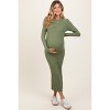 Pinkblush Olive Ribbed Knit Fitted Maternity Midi Sweater Dress - 2 of 4
