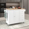 52.7 In. W Mobile Kitchen Island with Drop Leaf Wood Top, Spice Rack and Locking Wheels-ModernLuxe - 3 of 4
