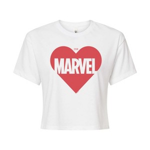 Women's - Marvel - Heart Valentine Cropped Graphic T-Shirt - 1 of 4