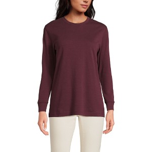 Lands' End Women's Long Sleeve Cotton Interlock Crew T-Shirt - 1 of 3