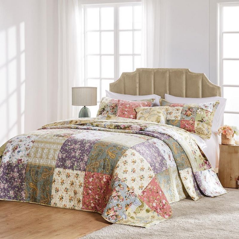 Blooming Prairie Bedspread Set 3-Piece Multicolor by Greenland Home Fashion, 1 of 5