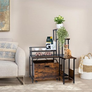 Garvee Large Hidden Litter Box Furniture with Storage Shelves, Cat Enclosure Cabinet for Self-Cleaning & Standard Boxes, Brown - 1 of 4