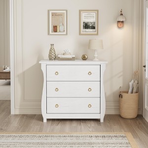 3-Drawer Bohemian Modern Dresser - Storage Cabinet with Curved Mid-Century Legs - 1 of 4