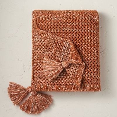 Heathered Knit Throw Blanket Rust - Opalhouse™ designed with Jungalow™