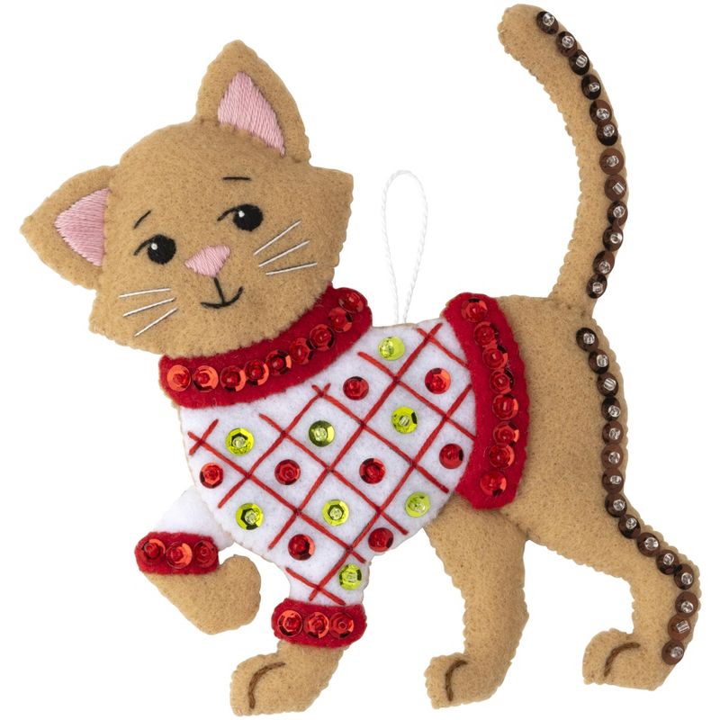Bucilla Felt Ornaments Applique Kit Set Of 6-Cats In Ugly Sweaters, 4 of 8