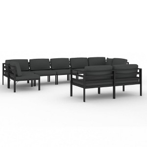 vidaXL Aluminium Patio Lounge Set - Modular Design, Weather-Resistant Aluminum Frame, Seat Cushions and Back Pillows Included, Anthracite, Sets of 9 - 1 of 4