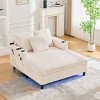 Oversized Recliner Sofa with 3 Pillows and Side Pocket, Single Sofa with USB and RGB LED Lights, Corduroy Sofa with Wood Frame-Coolbibila - 2 of 4