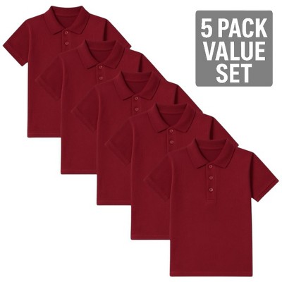 Boys Polo Shirts 5-Pack – Short Sleeve Cotton Uniform Shirts for School, Casual & Daily Wear