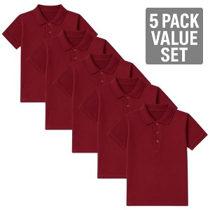 Boys Polo Shirts 5-Pack – Short Sleeve Cotton Uniform Shirts for School, Casual & Daily Wear - 1 of 4