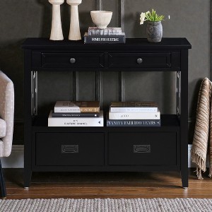 Mshliw 36 Inch Farmhouse Pine Wood Console Table with 4 Drawers and Storage Shelf Entryway Sofa Table for Living Room Bedroom Hallway Kitchen - 1 of 4