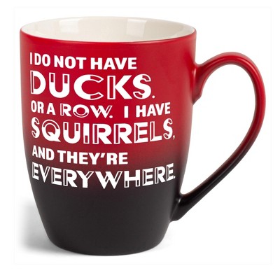 Elanze Designs Witty Quote Coffee Cup Mug 12 Ounce Ceramic With Ombre Gradient I Do Not Have Ducks I Have Squirrels Red and Black