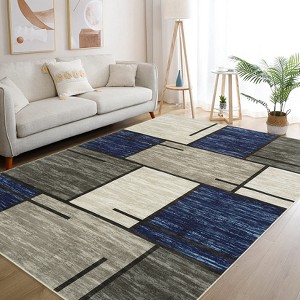 Washable Modern Geometric Patchwork Pattern Rugs for Living Room Non Slip Indoor Soft Carpet Abstract Low Pile Area Rugs Room Decor - 1 of 4