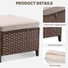 Buenhomino Patio Ottoman Outdoor Wicker Side Table - 2PCS Multipurpose Heavy Duty All-Weather Brown Rattan Extra Seating Bench Footrest Footstool - 2 of 4