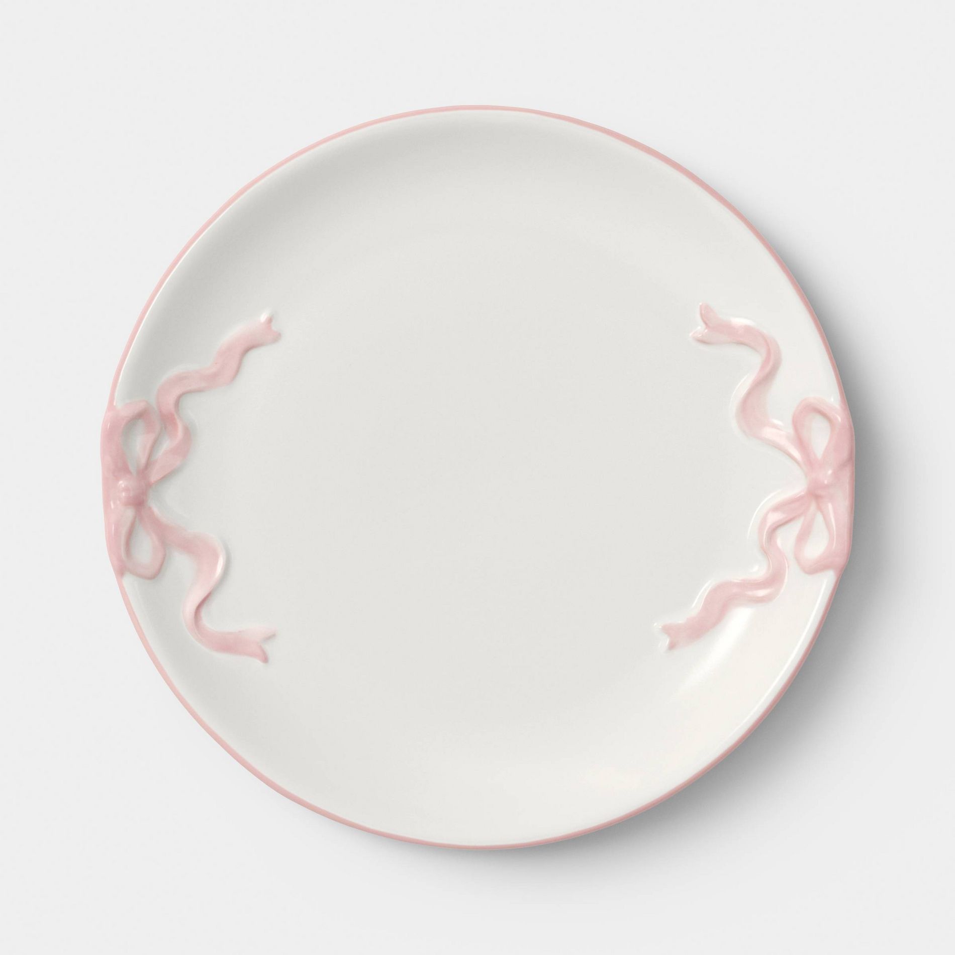 8.5" Stoneware Bow Salad Plate Cream - Room Essentials™