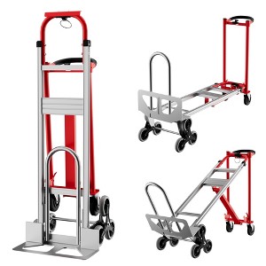 3 in 1 Convertible Hand Truck Dolly, 770 LBS Capacity Aluminum Folding Trolley with Wheels & Elastic Straps, Utility Dolly Cart for Warehouse - 1 of 4