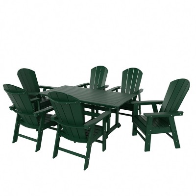 WestinTrends 7 Piece Outdoor Patio Dining Table and Adirondack Armchair Set