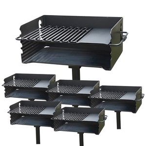 Pilot Rock CBP-135 Park-Style Steel Outdoor BBQ Charcoal Grill (Asadores de Carbon), Cooking Grate and Post for Camping or Backyard (6 Pack) - 1 of 4