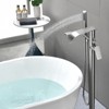 Cobbe Brushed Nickel Floor Standing Tub Faucet Single Handle Freestanding Tub Filler with Swivel Spout Hand Shower and 59-Inch Hose - 4 of 4