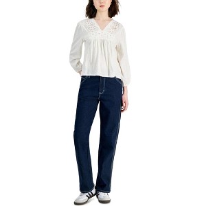 Lucky Brand Womens Embordered Accents Peasant Blouse - 1 of 1
